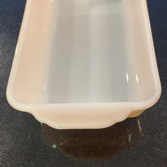 Fire King Peach Opalescent Luster Ware Platonite Loaf Pan - Picture 4 of 9